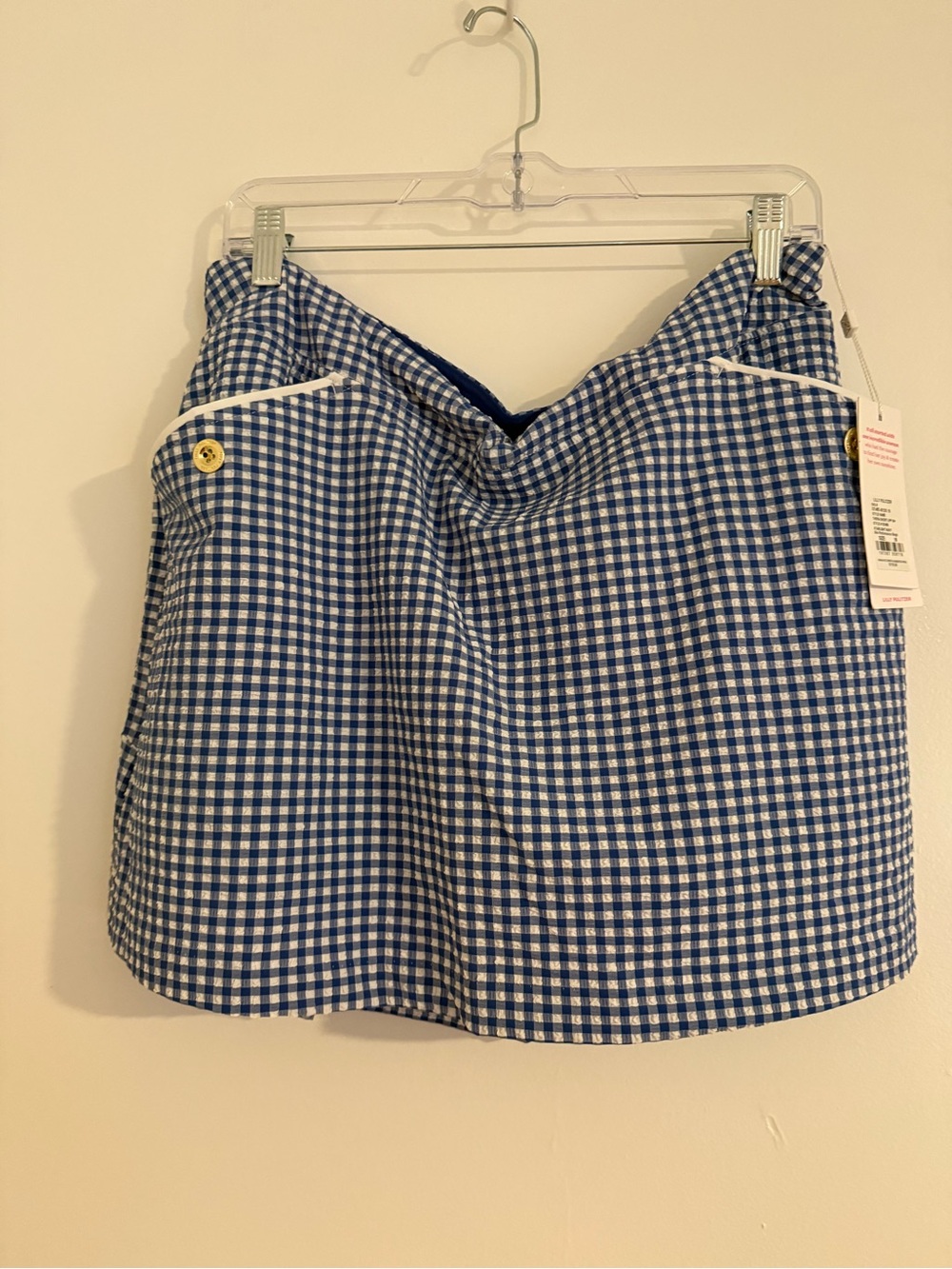 Lilly Pulitzer Blue and White Gingham Skirt
